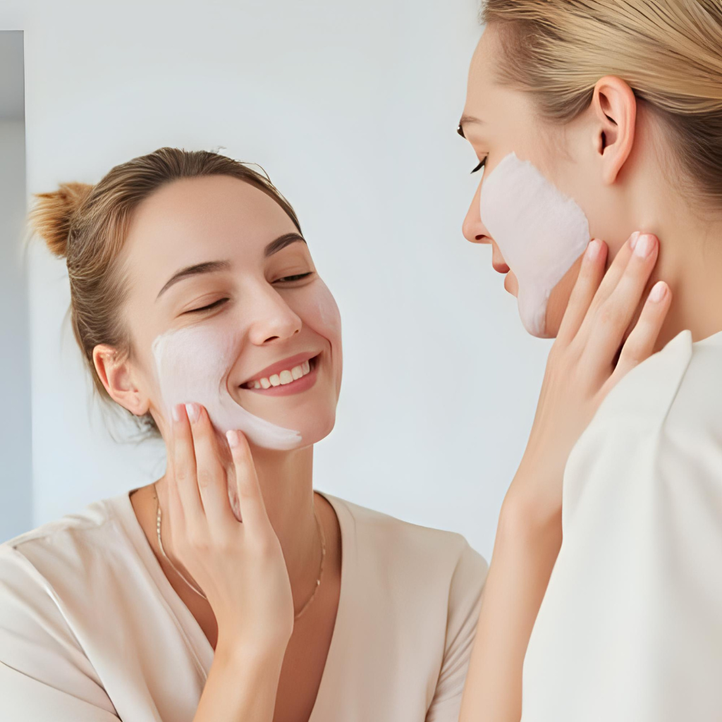 face mask or serum first — applying hydrating and brightening sheet mask before serum in a skincare routine