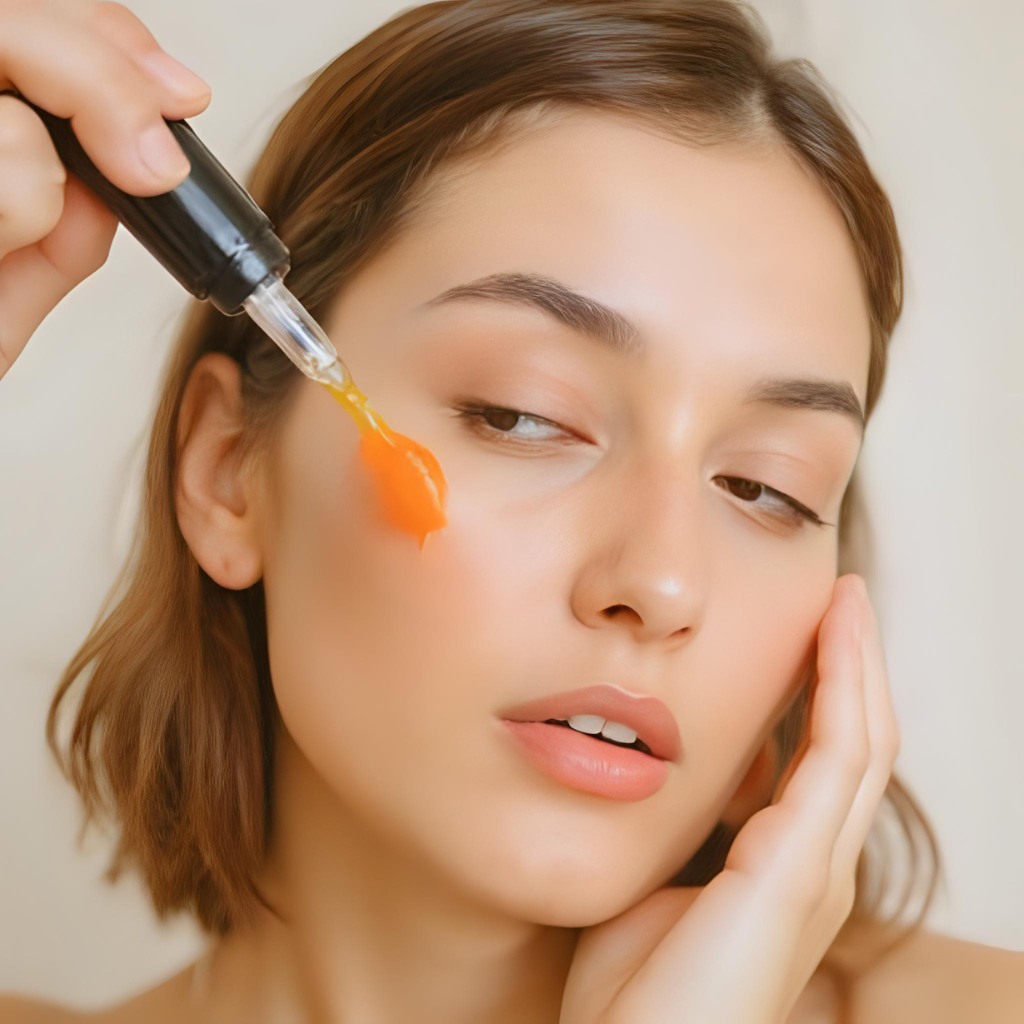 Applying hydrating serum in skincare before makeup routine showing what to put on face before makeup for a smooth and glowing finish.
