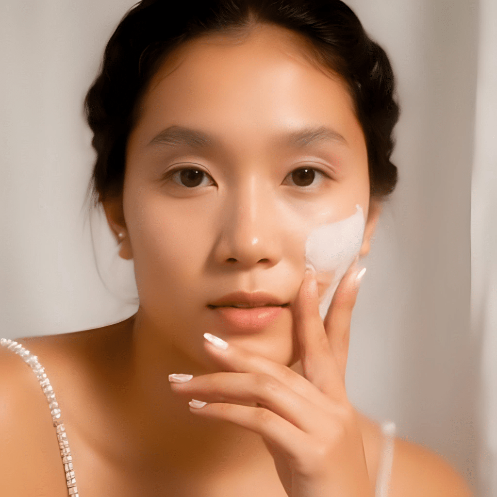 Applying lightweight gel eye cream with peptides as part of korean skincare routine for combination skin to prevent dryness and fine lines.