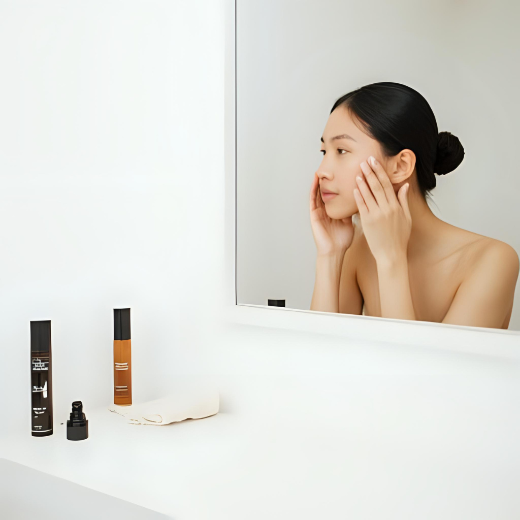 Graphic of lightweight and rich moisturizers recommended for oily, dry, and sensitive skin in a beginner skincare routine.