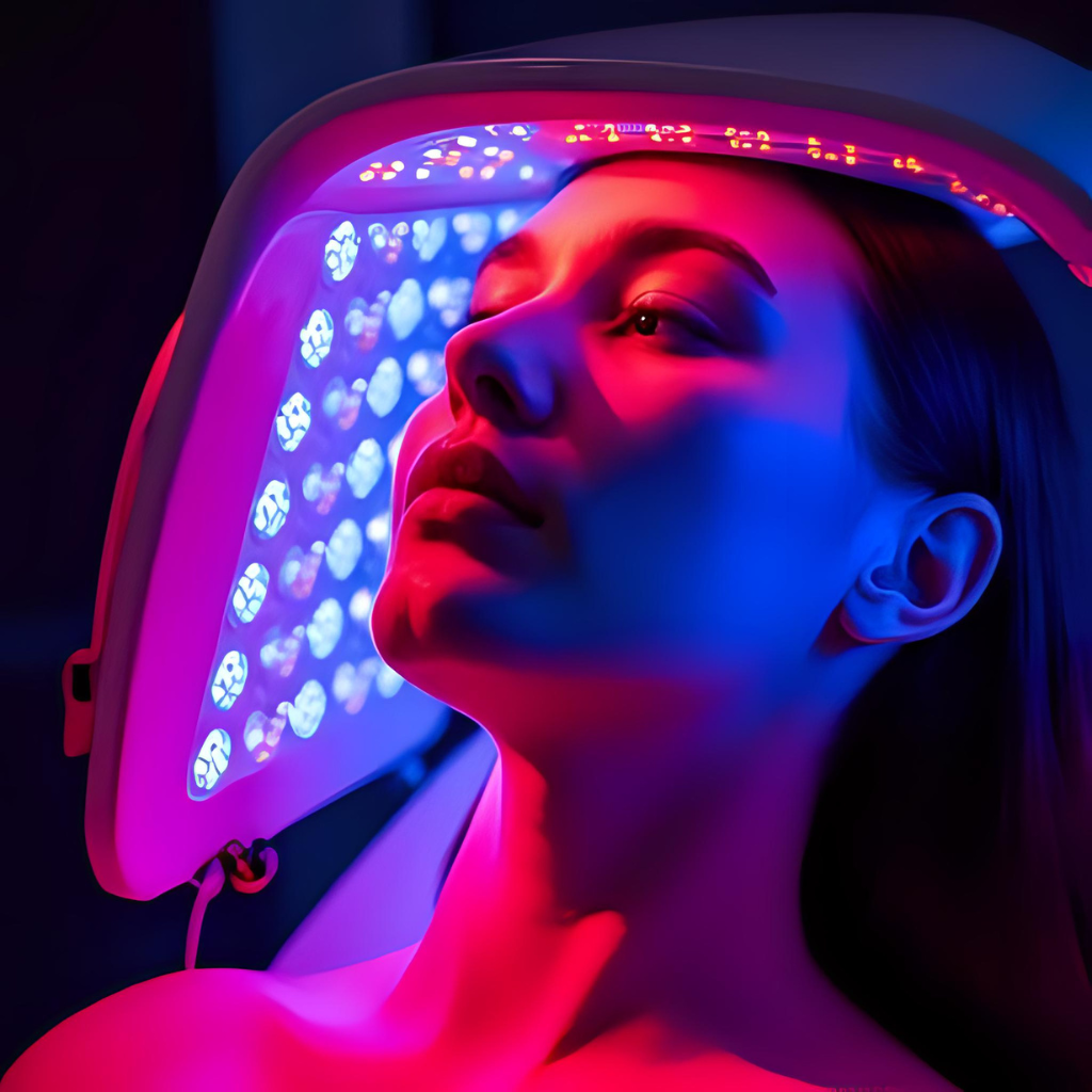 LED light therapy facial improving skin health and radiance as a non-invasive skin treatments for glowing skin