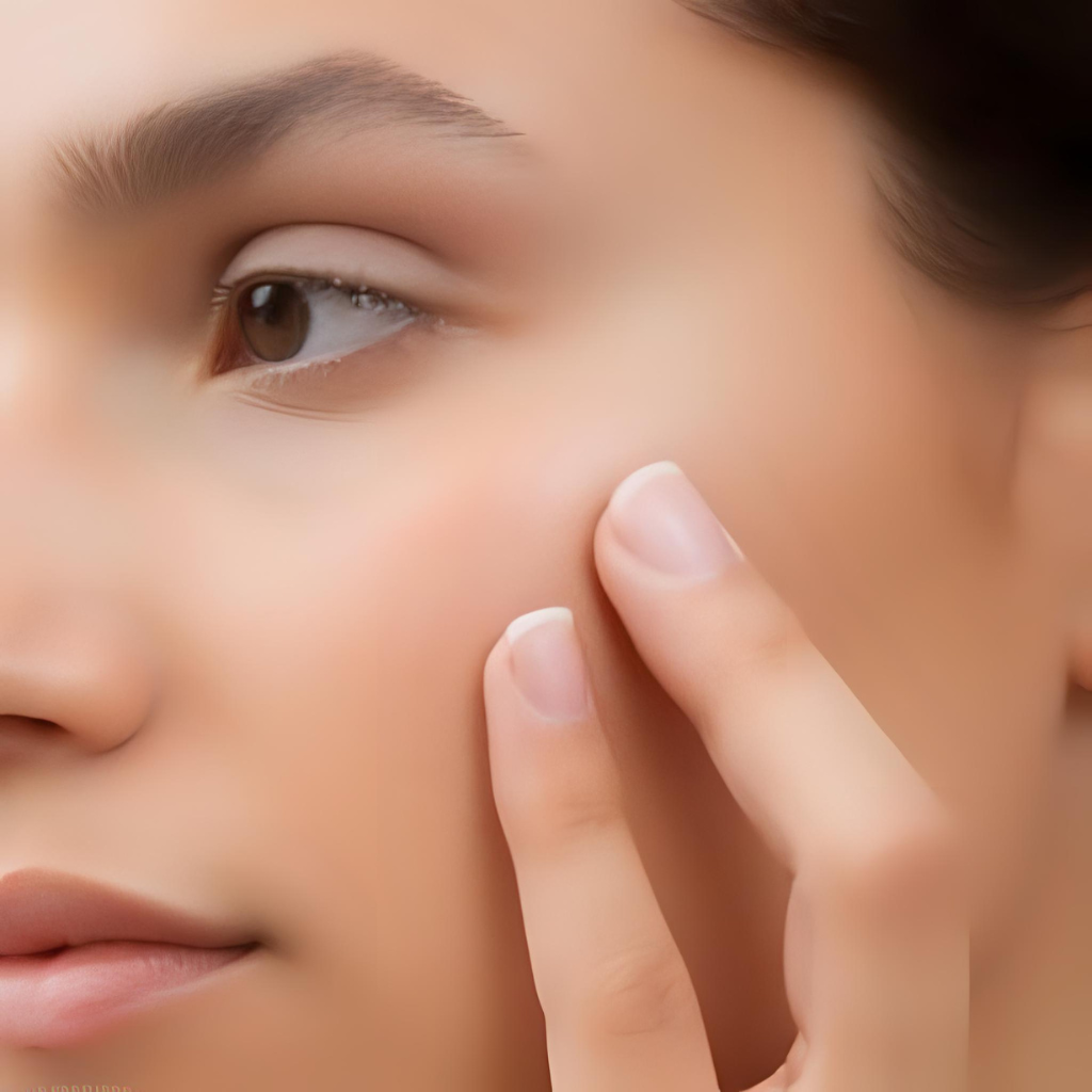 Diagram of the Yintang acupressure point between the eyebrows demonstrating how this facial pressure point reduces wrinkles and supports face pressure points for glowing skin.